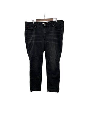 Slink Jeans Womens Curvy Jeans Faded Black High Rise Frayed Cuffs Size 18